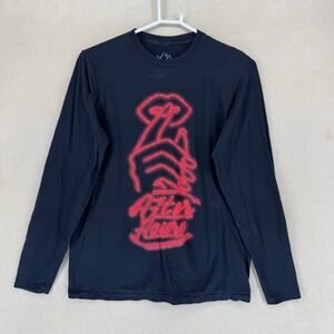 XOXO Black Long Sleeve Tee with Red Neon Graphic
